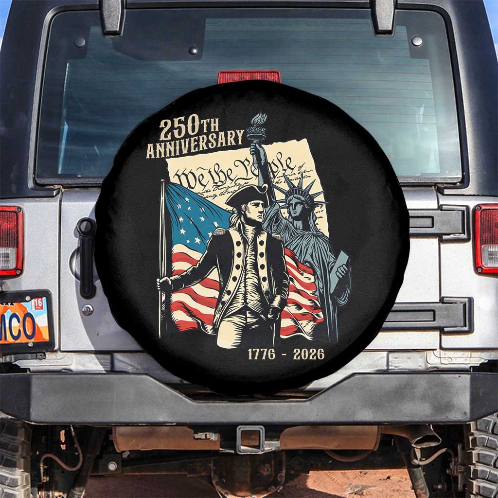 250th Anniversary 1776-2026 We The People Spare Tire Cover George Washington and Statue of Liberty History Pride