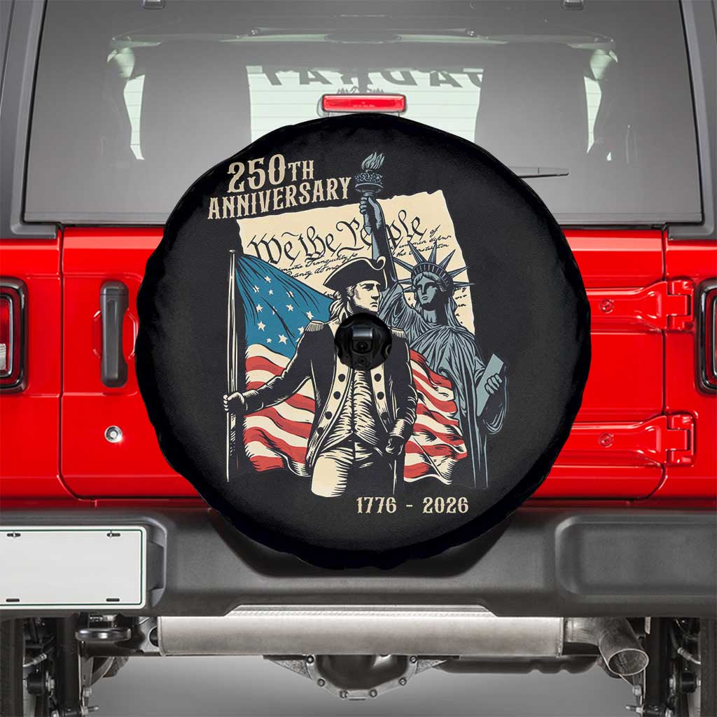 250th Anniversary 1776-2026 We The People Spare Tire Cover George Washington and Statue of Liberty History Pride