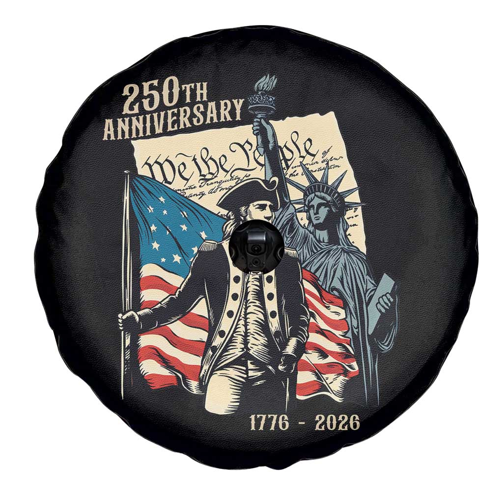 250th Anniversary 1776-2026 We The People Spare Tire Cover George Washington and Statue of Liberty History Pride