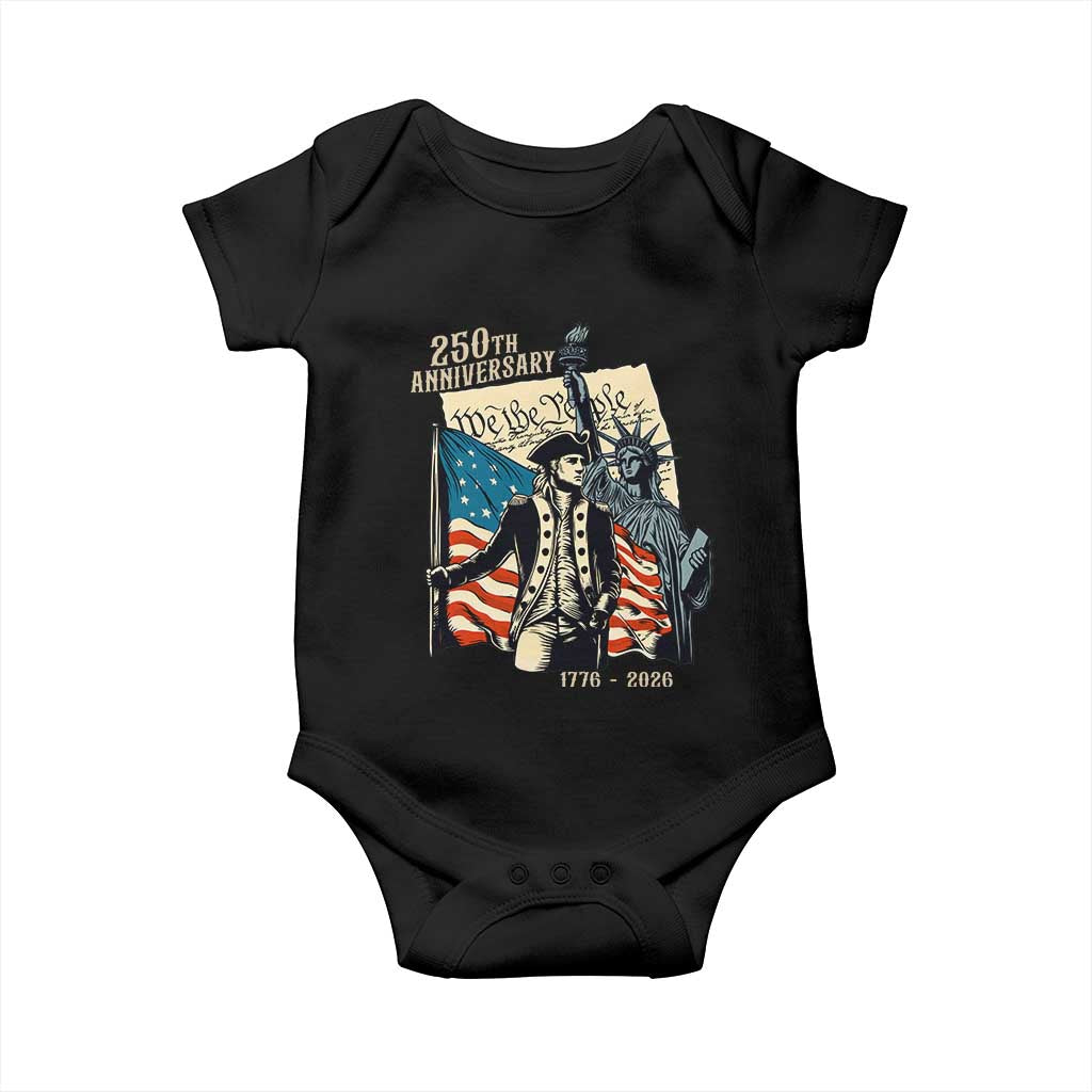 250th Anniversary 1776-2026 We The People Baby Onesie George Washington and Statue of Liberty History Pride