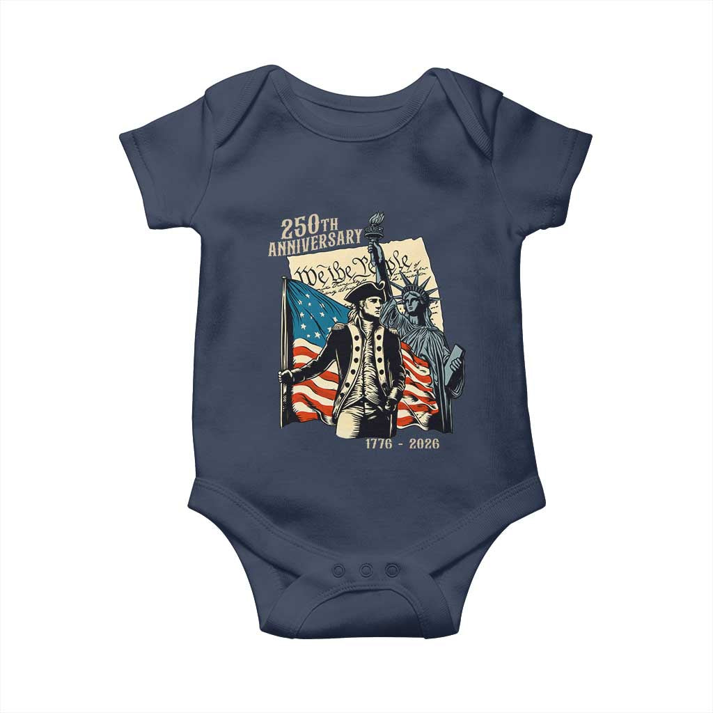 250th Anniversary 1776-2026 We The People Baby Onesie George Washington and Statue of Liberty History Pride