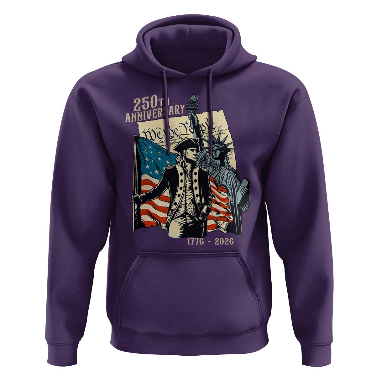250th Anniversary 1776-2026 We The People Hoodie George Washington and Statue of Liberty History Pride