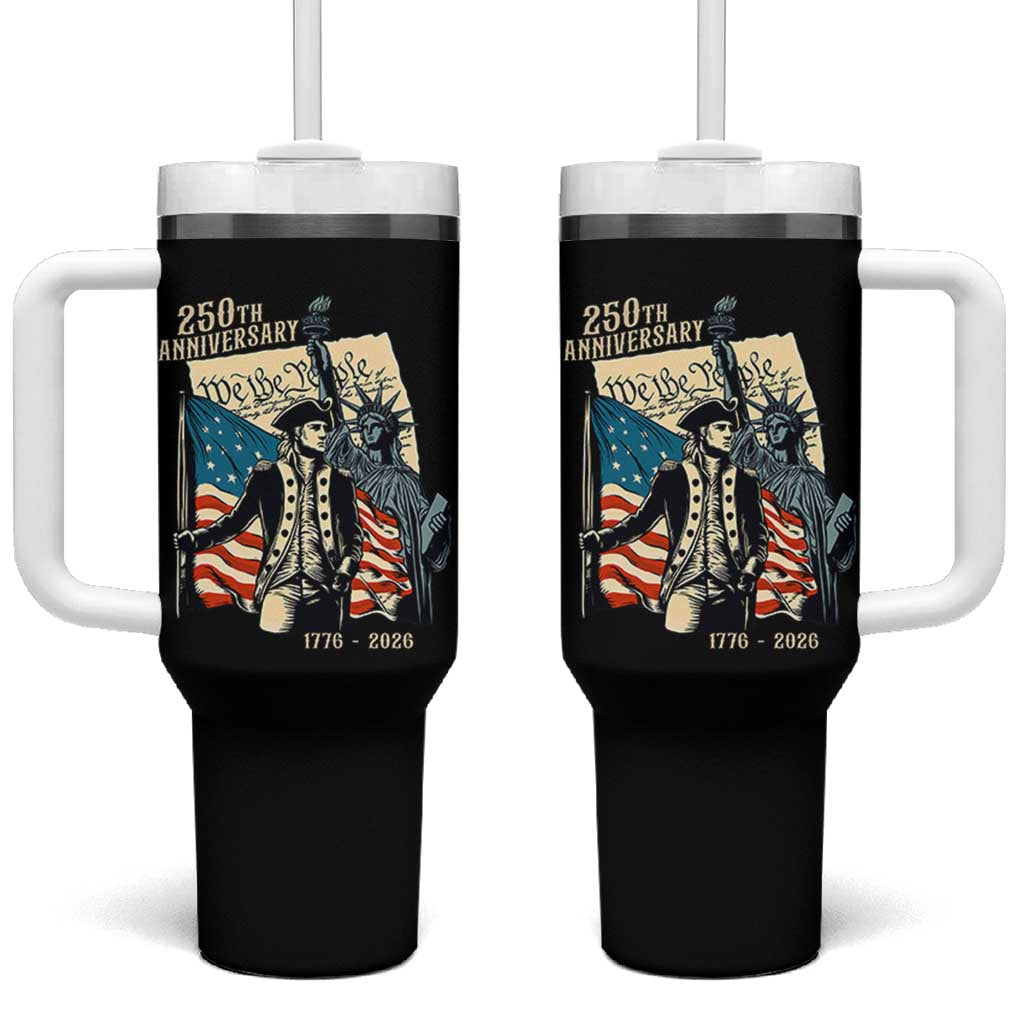 250th Anniversary 1776-2026 We The People Tumbler With Handle George Washington and Statue of Liberty History Pride