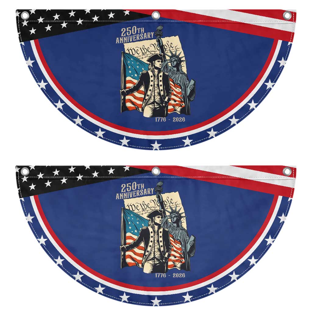 250th Anniversary 1776-2026 We The People Patriotic Fan Flag George Washington and Statue of Liberty History Pride