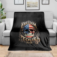 Freedom Tour 250 Years 1776-2026 American Flag Skull Throw Blanket Rock Aesthetic Patriotic Semiquincentennial 250th Anniversary