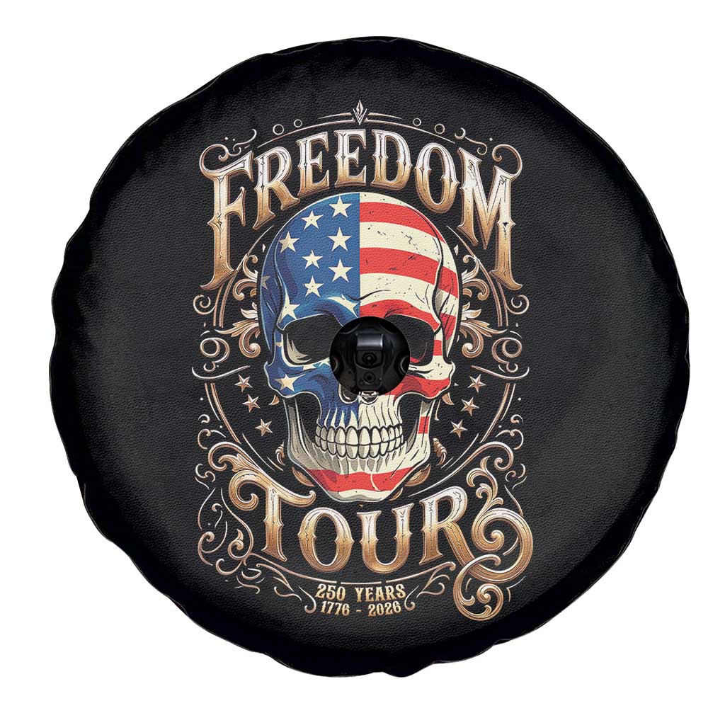 Freedom Tour 250 Years 1776-2026 American Flag Skull Spare Tire Cover Rock Aesthetic Patriotic Semiquincentennial 250th Anniversary