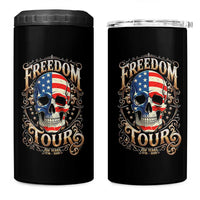 Freedom Tour 250 Years 1776-2026 American Flag Skull 4 in 1 Can Cooler Tumbler Rock Aesthetic Patriotic Semiquincentennial 250th Anniversary