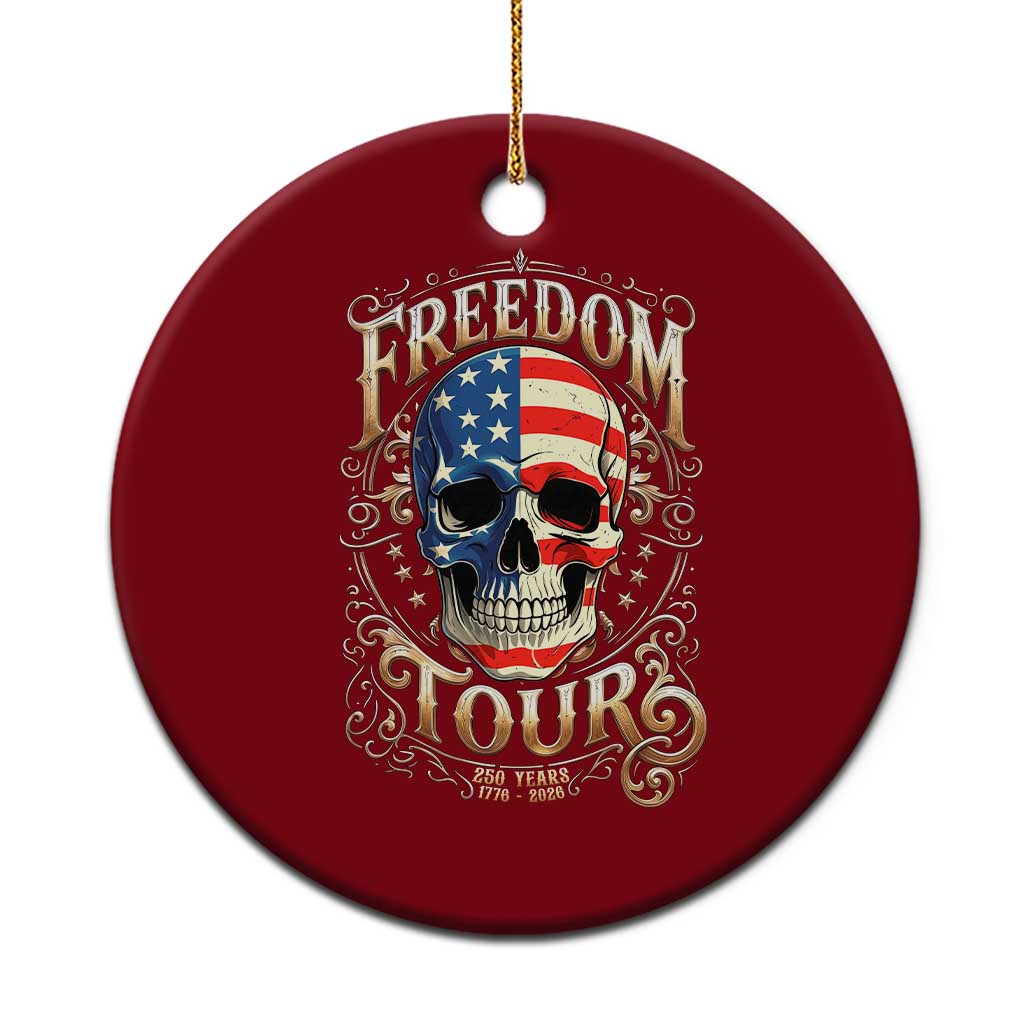 Freedom Tour 250 Years 1776-2026 American Flag Skull Ceramic Ornament Rock Aesthetic Patriotic Semiquincentennial 250th Anniversary
