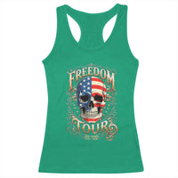 Freedom Tour 250 Years 1776-2026 American Flag Skull Racerback Tank Top Rock Aesthetic Patriotic Semiquincentennial 250th Anniversary