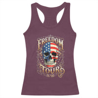 Freedom Tour 250 Years 1776-2026 American Flag Skull Racerback Tank Top Rock Aesthetic Patriotic Semiquincentennial 250th Anniversary