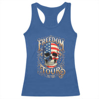 Freedom Tour 250 Years 1776-2026 American Flag Skull Racerback Tank Top Rock Aesthetic Patriotic Semiquincentennial 250th Anniversary