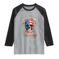 Freedom Tour 250 Years 1776-2026 American Flag Skull Raglan Shirt Rock Aesthetic Patriotic Semiquincentennial 250th Anniversary