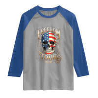 Freedom Tour 250 Years 1776-2026 American Flag Skull Raglan Shirt Rock Aesthetic Patriotic Semiquincentennial 250th Anniversary