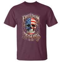 Freedom Tour 250 Years 1776-2026 American Flag Skull T Shirt Rock Aesthetic Patriotic Semiquincentennial 250th Anniversary