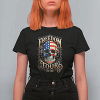 Freedom Tour 250 Years 1776-2026 American Flag Skull T Shirt For Women Rock Aesthetic Patriotic Semiquincentennial 250th Anniversary