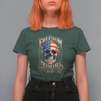 Freedom Tour 250 Years 1776-2026 American Flag Skull T Shirt For Women Rock Aesthetic Patriotic Semiquincentennial 250th Anniversary