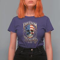 Freedom Tour 250 Years 1776-2026 American Flag Skull T Shirt For Women Rock Aesthetic Patriotic Semiquincentennial 250th Anniversary