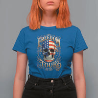 Freedom Tour 250 Years 1776-2026 American Flag Skull T Shirt For Women Rock Aesthetic Patriotic Semiquincentennial 250th Anniversary