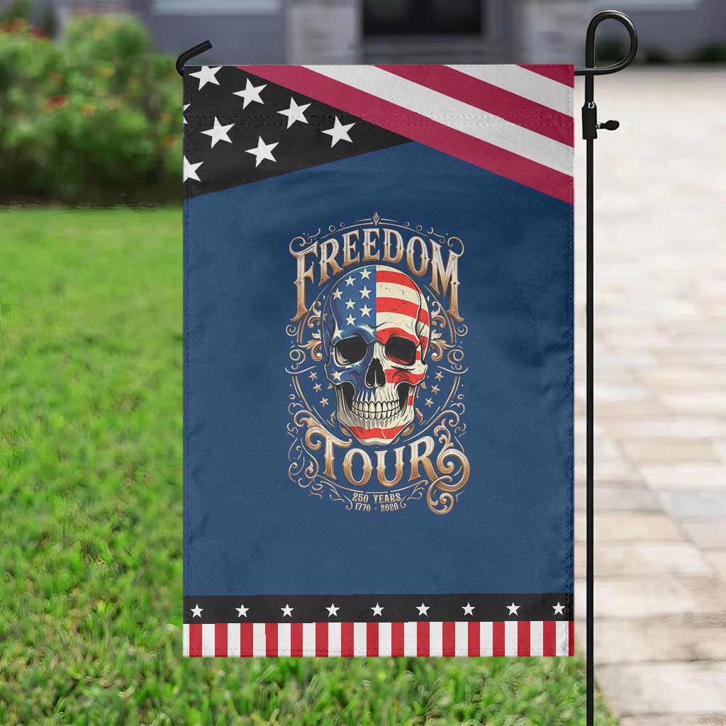Freedom Tour 250 Years 1776-2026 American Flag Skull Patriotic Garden Flag Rock Aesthetic Patriotic Semiquincentennial 250th Anniversary