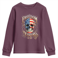 Freedom Tour 250 Years 1776-2026 American Flag Skull Youth Sweatshirt Rock Aesthetic Patriotic Semiquincentennial 250th Anniversary