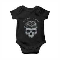If I Fits I Sits Funny Cat in Skull Baby Onesie Dark Aesthetic Goth Cat Lover Gift for Macabre and Meme Fans