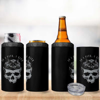 If I Fits I Sits Funny Cat in Skull 4 in 1 Can Cooler Tumbler Dark Aesthetic Goth Cat Lover Gift for Macabre and Meme Fans
