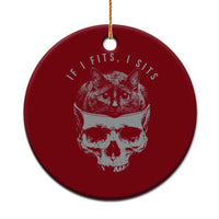 If I Fits I Sits Funny Cat in Skull Ceramic Ornament Dark Aesthetic Goth Cat Lover Gift for Macabre and Meme Fans