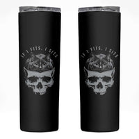 If I Fits I Sits Funny Cat in Skull Skinny Tumbler Dark Aesthetic Goth Cat Lover Gift for Macabre and Meme Fans