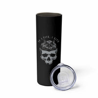 If I Fits I Sits Funny Cat in Skull Skinny Tumbler Dark Aesthetic Goth Cat Lover Gift for Macabre and Meme Fans