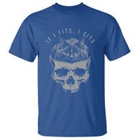 If I Fits I Sits Funny Cat in Skull T Shirt Dark Aesthetic Goth Cat Lover Gift for Macabre and Meme Fans