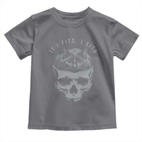 If I Fits I Sits Funny Cat in Skull Toddler T Shirt Dark Aesthetic Goth Cat Lover Gift for Macabre and Meme Fans