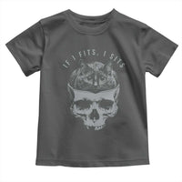 If I Fits I Sits Funny Cat in Skull Toddler T Shirt Dark Aesthetic Goth Cat Lover Gift for Macabre and Meme Fans