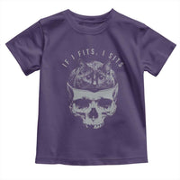 If I Fits I Sits Funny Cat in Skull Toddler T Shirt Dark Aesthetic Goth Cat Lover Gift for Macabre and Meme Fans