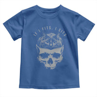 If I Fits I Sits Funny Cat in Skull Toddler T Shirt Dark Aesthetic Goth Cat Lover Gift for Macabre and Meme Fans