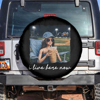 I Live Here Now Funny Doll Face Meme Baseball Lover Spare Tire Cover Game Day Reaction Sports Fan Gift