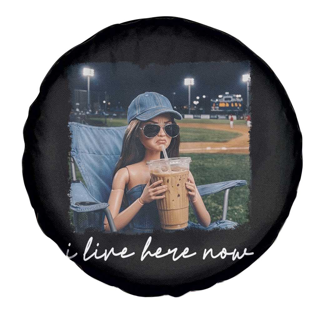 I Live Here Now Funny Doll Face Meme Baseball Lover Spare Tire Cover Game Day Reaction Sports Fan Gift