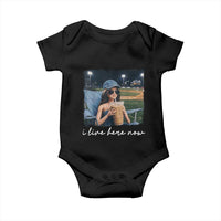 I Live Here Now Funny Doll Face Meme Baseball Lover Baby Onesie Game Day Reaction Sports Fan Gift