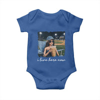 I Live Here Now Funny Doll Face Meme Baseball Lover Baby Onesie Game Day Reaction Sports Fan Gift