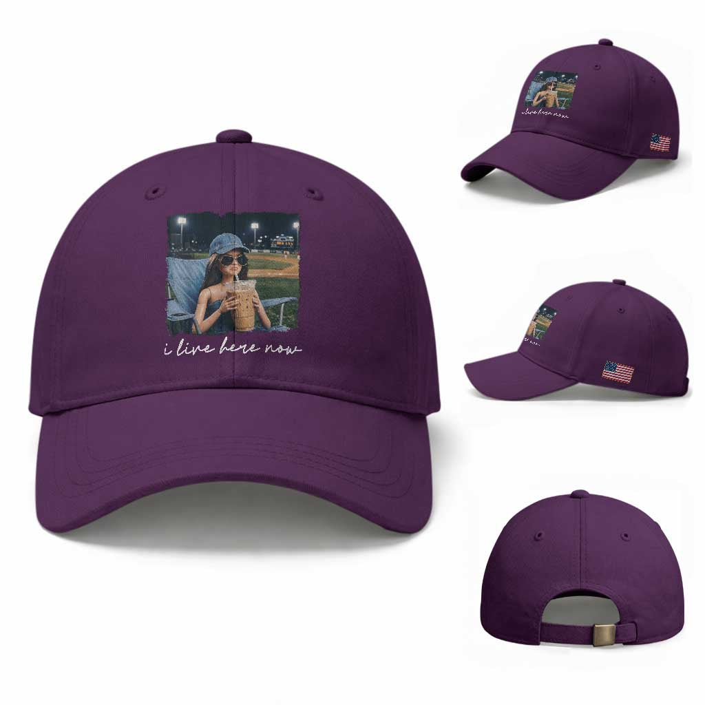 I Live Here Now Funny Doll Face Meme Baseball Lover Baseball Cap Game Day Reaction Sports Fan Gift