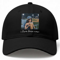 I Live Here Now Funny Doll Face Meme Baseball Lover Baseball Cap Game Day Reaction Sports Fan Gift