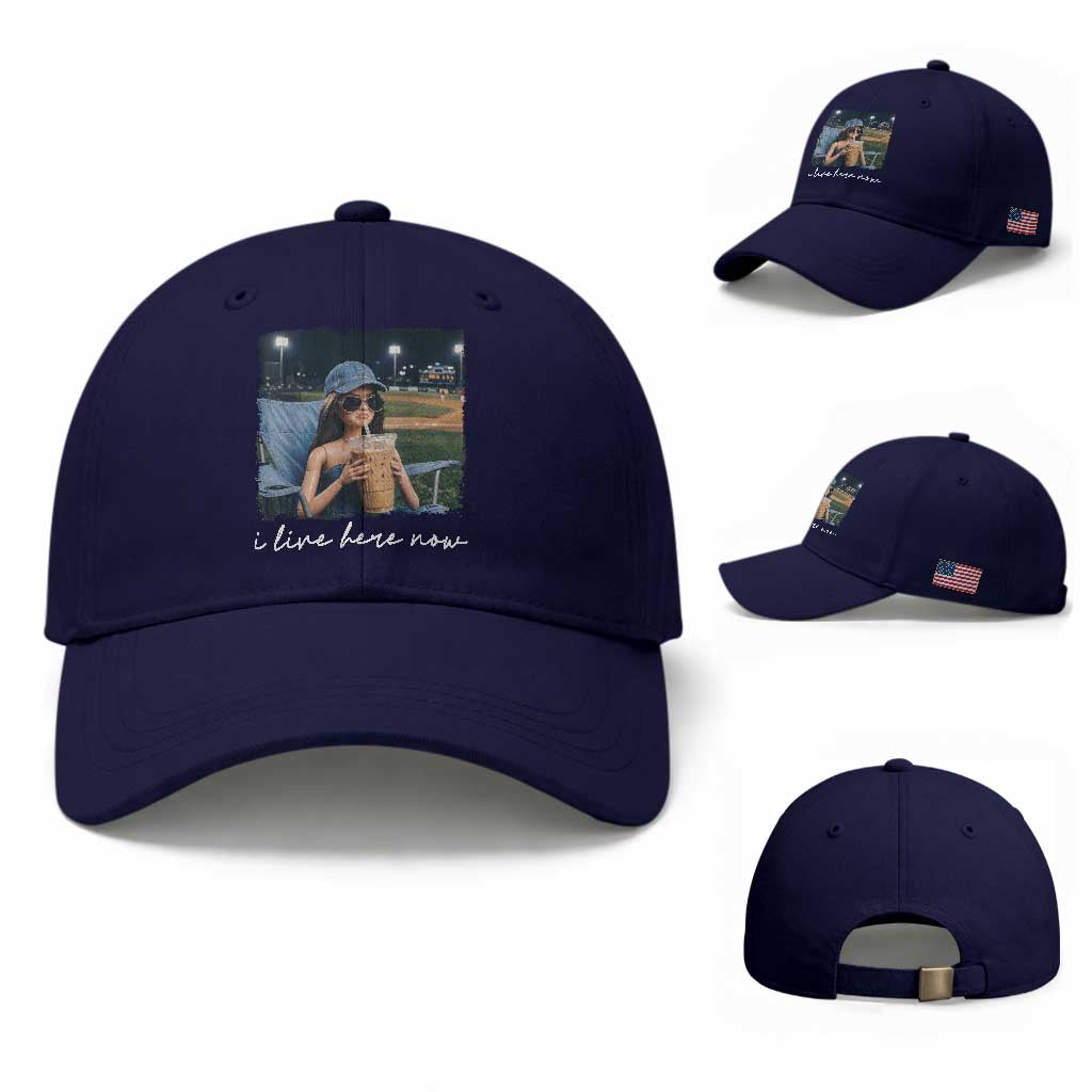 I Live Here Now Funny Doll Face Meme Baseball Lover Baseball Cap Game Day Reaction Sports Fan Gift