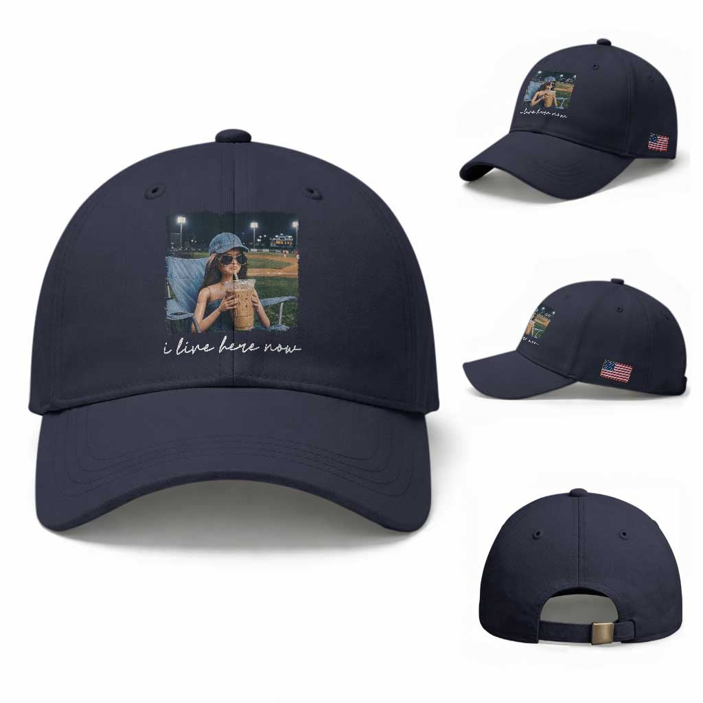 I Live Here Now Funny Doll Face Meme Baseball Lover Baseball Cap Game Day Reaction Sports Fan Gift