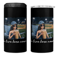 I Live Here Now Funny Doll Face Meme Baseball Lover 4 in 1 Can Cooler Tumbler Game Day Reaction Sports Fan Gift
