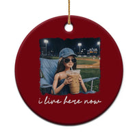 I Live Here Now Funny Doll Face Meme Baseball Lover Ceramic Ornament Game Day Reaction Sports Fan Gift