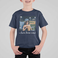 I Live Here Now Funny Doll Face Meme Baseball Lover T Shirt For Kid Game Day Reaction Sports Fan Gift