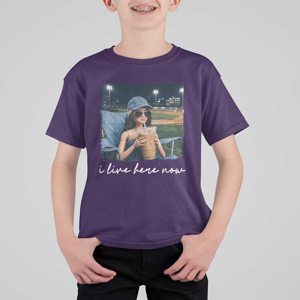 I Live Here Now Funny Doll Face Meme Baseball Lover T Shirt For Kid Game Day Reaction Sports Fan Gift