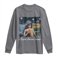 I Live Here Now Funny Doll Face Meme Baseball Lover Long Sleeve Shirt Game Day Reaction Sports Fan Gift