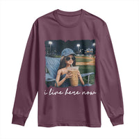 I Live Here Now Funny Doll Face Meme Baseball Lover Long Sleeve Shirt Game Day Reaction Sports Fan Gift