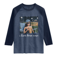 I Live Here Now Funny Doll Face Meme Baseball Lover Raglan Shirt Game Day Reaction Sports Fan Gift