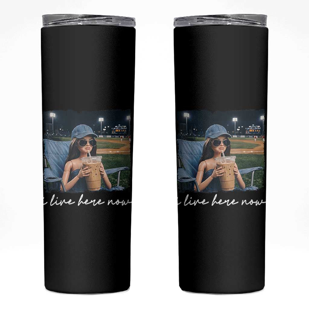 I Live Here Now Funny Doll Face Meme Baseball Lover Skinny Tumbler Game Day Reaction Sports Fan Gift